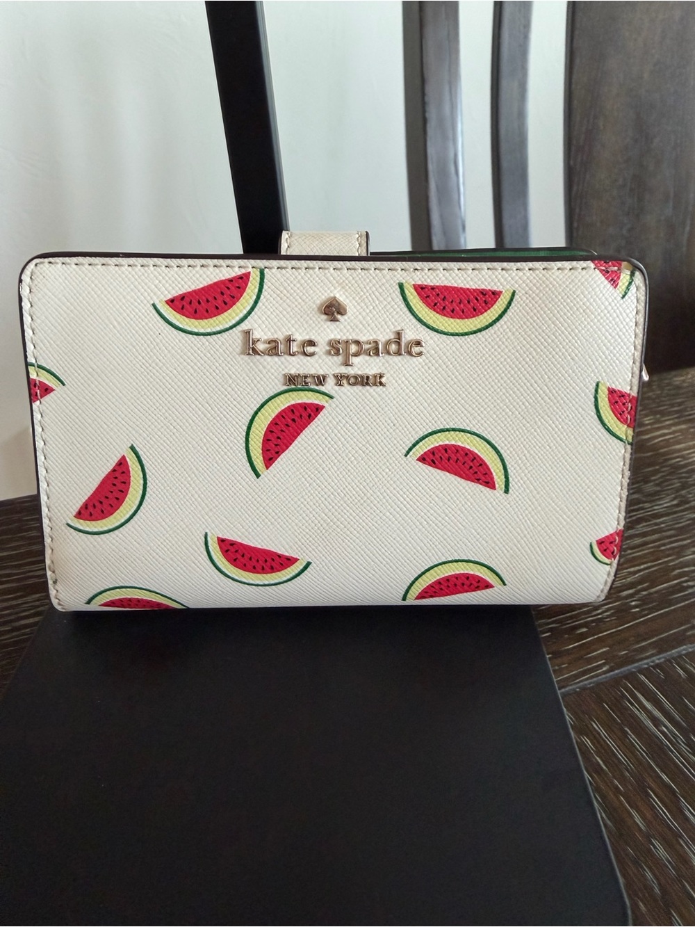 kate spade Watermelon Wallet with Green Interior and Gold Logo